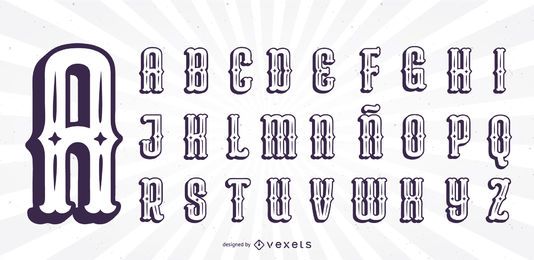 Mexican Style Silhouette Alphabet Letter Set