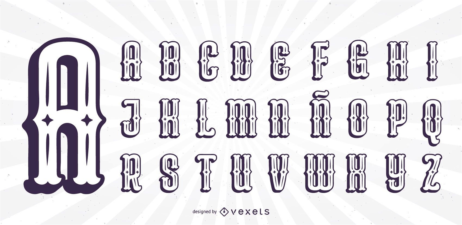 Conjunto de letras del alfabeto de silueta de estilo mexicano