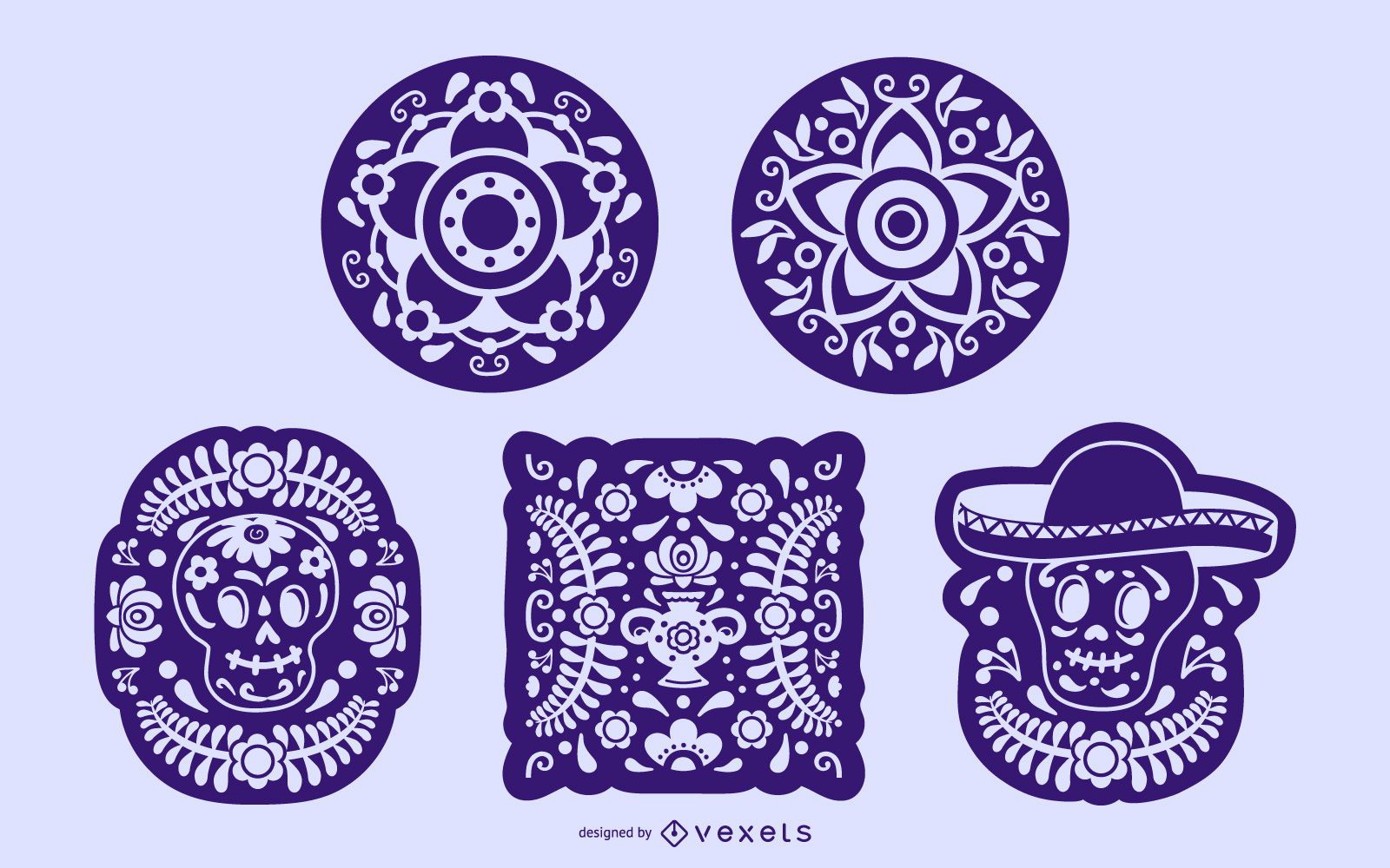 Mexican Stencil Elements Collection Vector Download