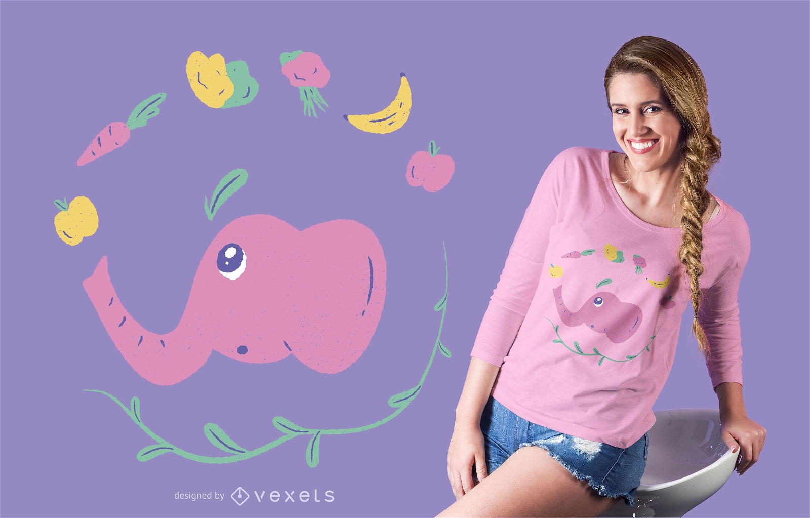 Design de camiseta de elefante vegano