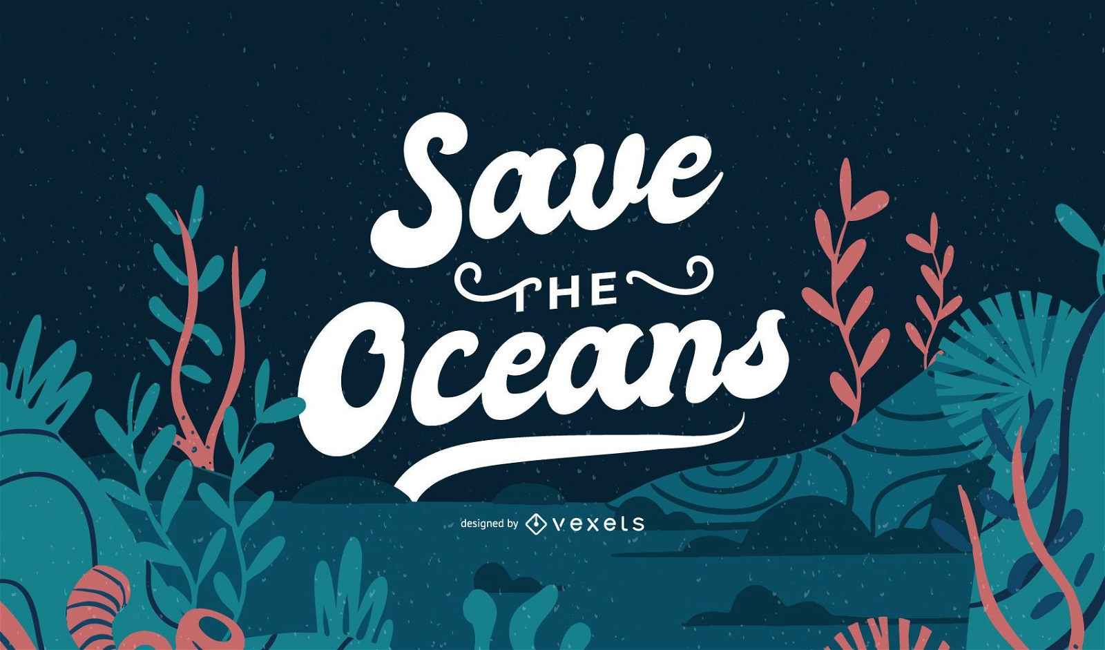 Save The Ocean Lettering Banner Design