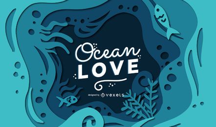 Design de banner de amor do oceano