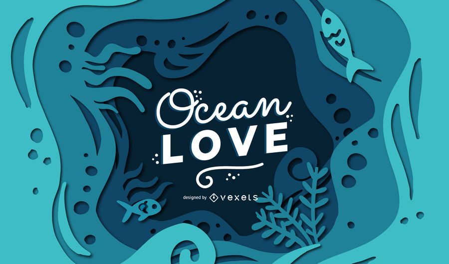 Projeto de banner de letras de amor de oceano Projeto de banner de letras de amor de oceano