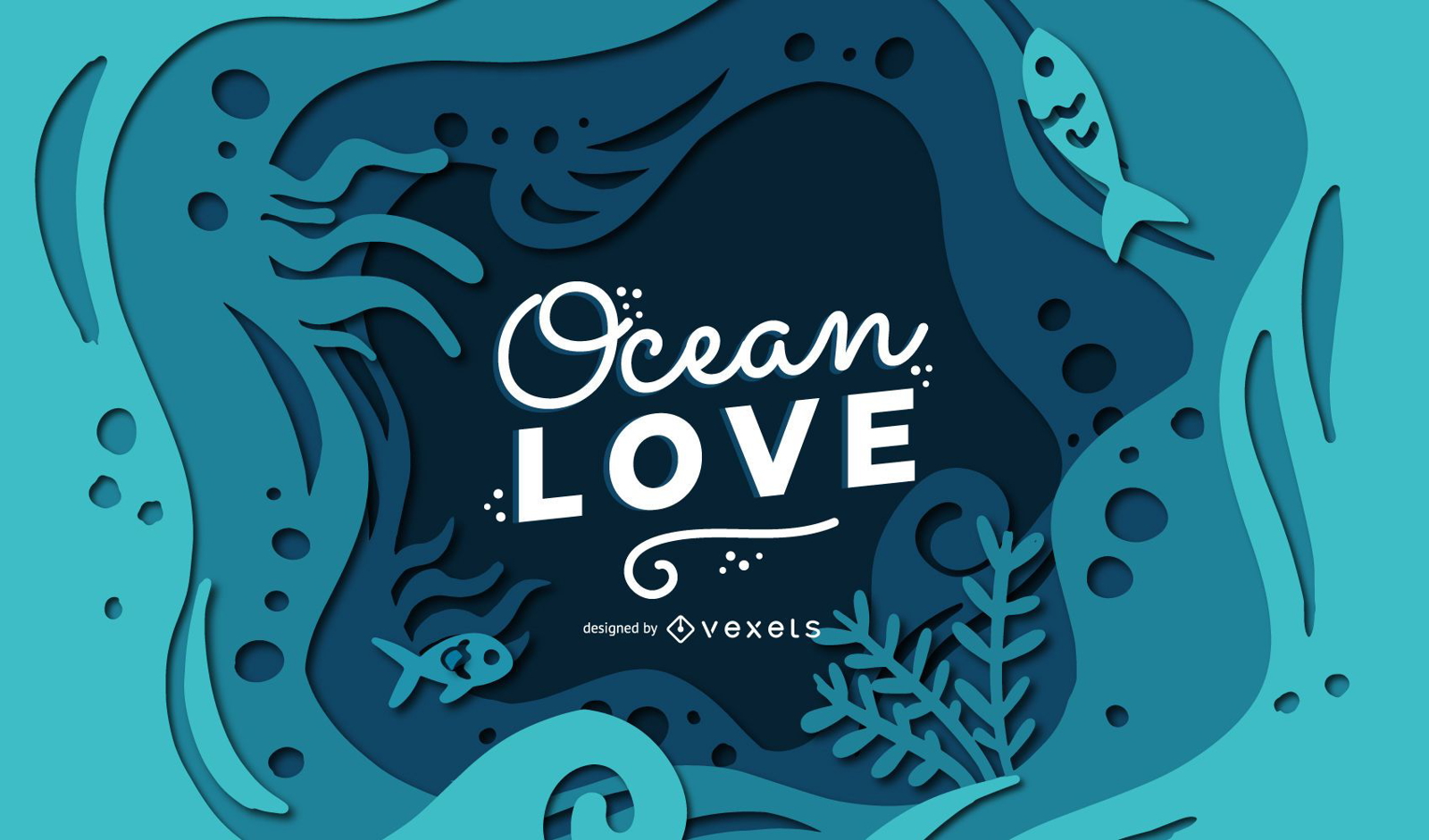 Diseño de banner de letras Ocean Love