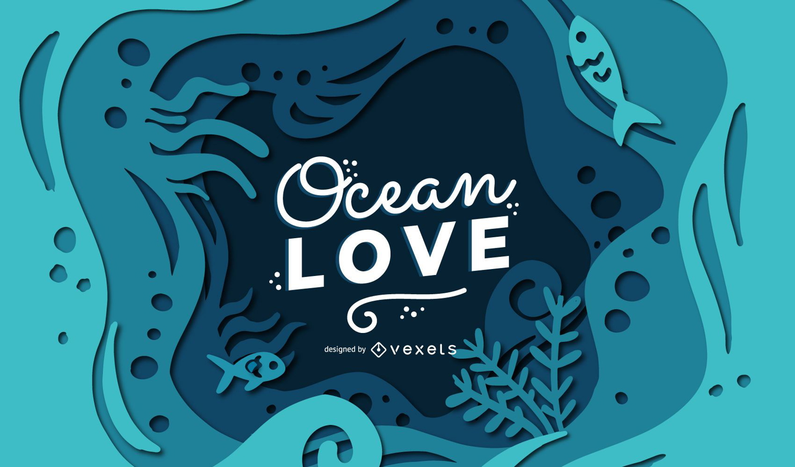 Dise?o de banner de letras Ocean Love