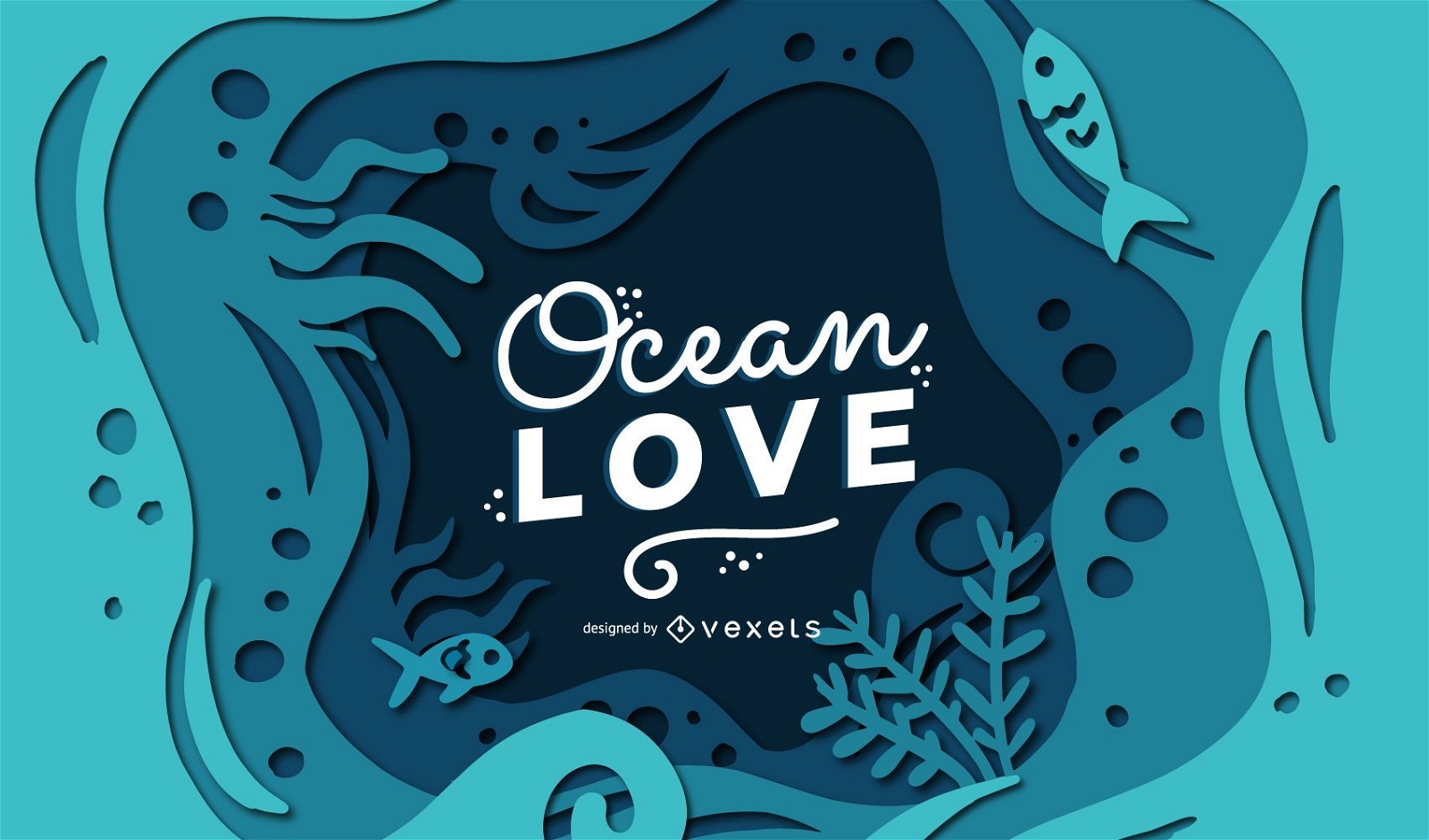 Ocean Love Lettering Banner Design