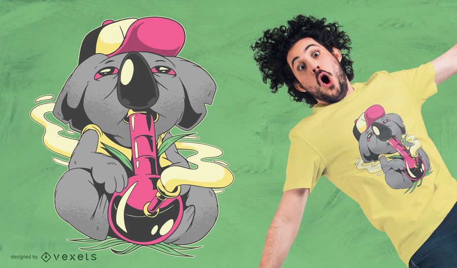 Diseño de camiseta Koala Smoking Bong Diseño de camiseta Koala Smoking Bong
