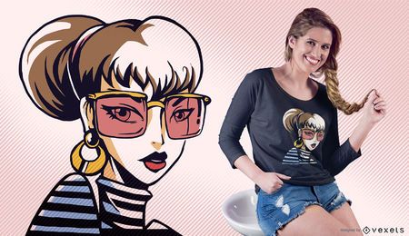 Stylish Girl Sunglasses T-shirt Design Stylish Girl Sunglasses T-shirt Design