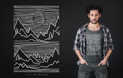 3D Mountain Stroke T-shirt Design
