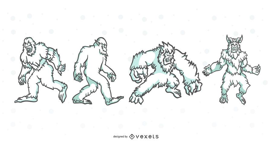 Folklore Creatures Stroke Illustration Set Folklore Creatures Stroke Illustration Set