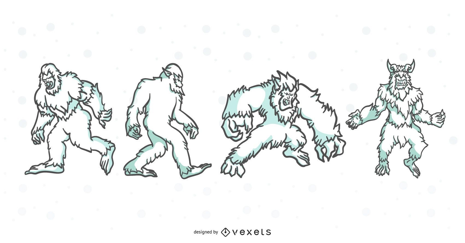 Folklore Creatures Stroke Illustration Set