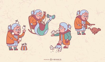 Glückliches Oma-Illustrationspaket Glückliches Oma-Illustrationspaket