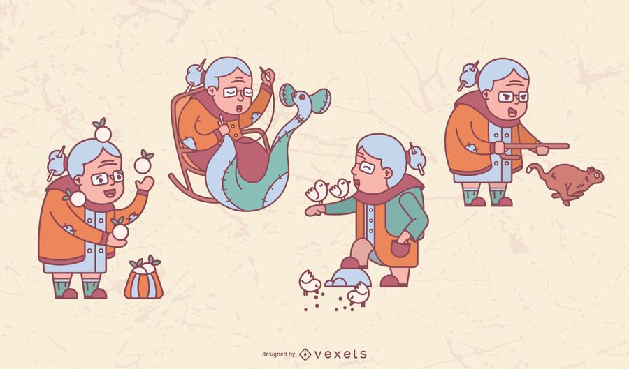 Pacote de ilustração de vovó feliz Pacote de ilustração de vovó feliz