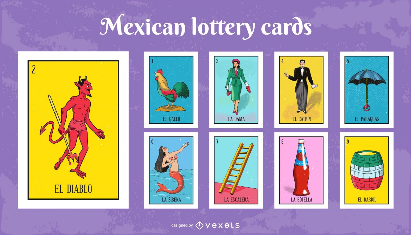 Pacote de cartões de loteria mexicana nº 1