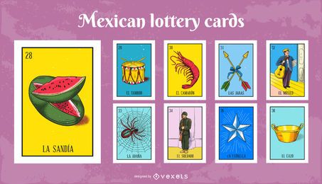 Conjunto de cartões de loteria mexicana Conjunto de cartões de loteria mexicana