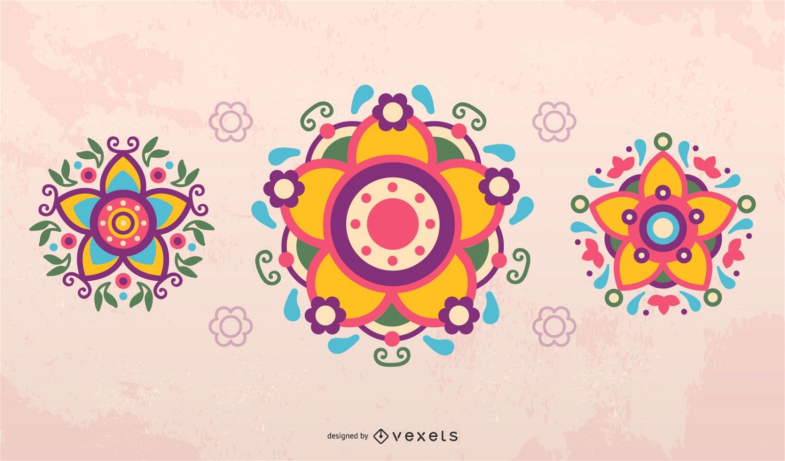 Mexican flowers vector set