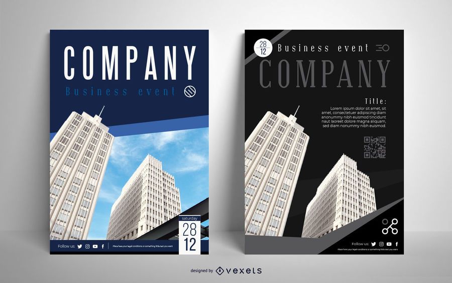 Company Building Editable Poster Design Set Company Building Editable Poster Design Set