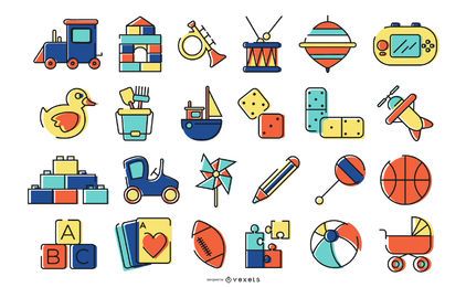 Paquete de diseño de iconos de juguete de colores Paquete de diseño de iconos de juguete de colores