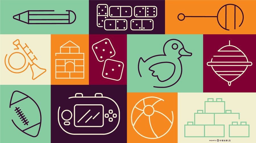 Children Toys Vector Composition Children Toys Vector Composition