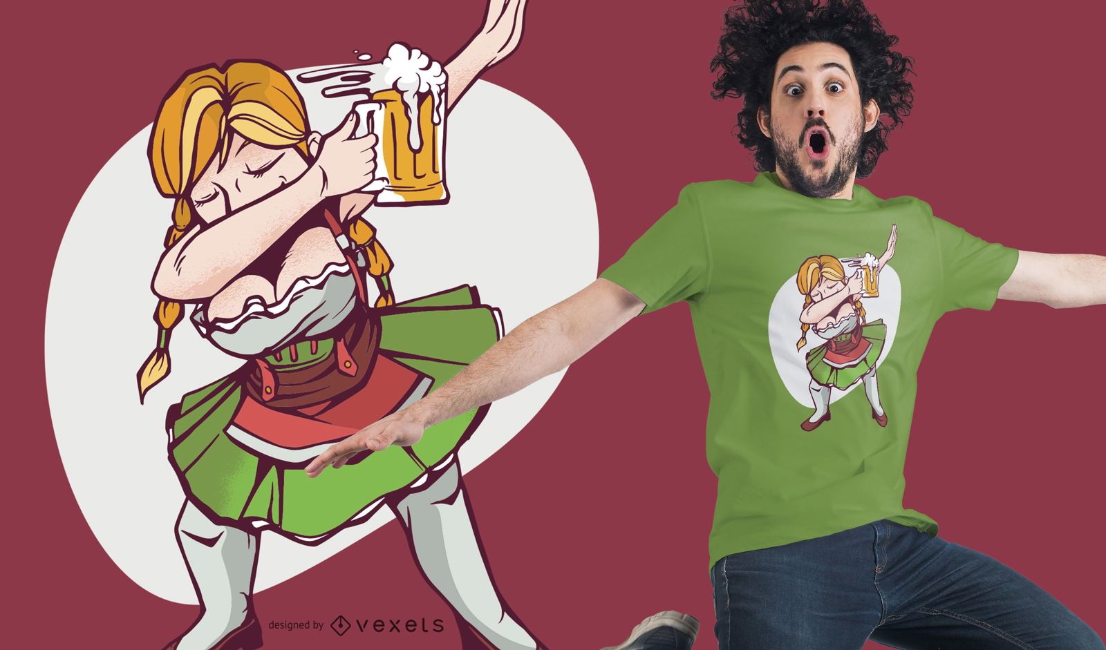 Oktoberfest Girl Dabbing T-shirt Design