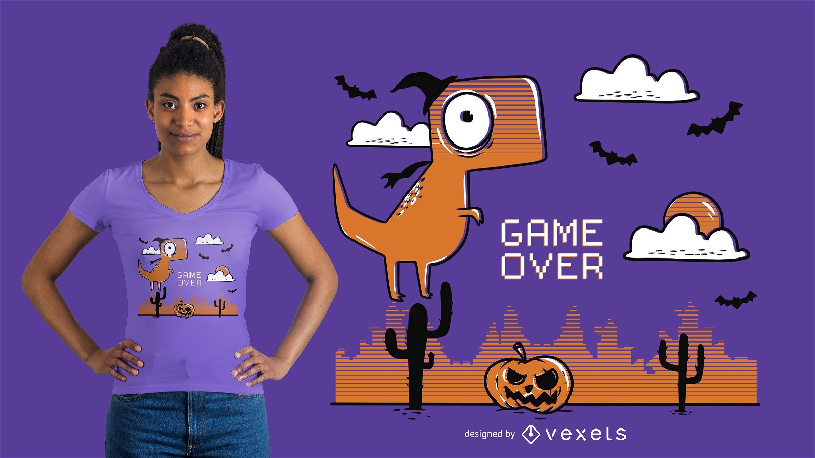 Dise?o de camiseta de dinosaurio divertido de Halloween