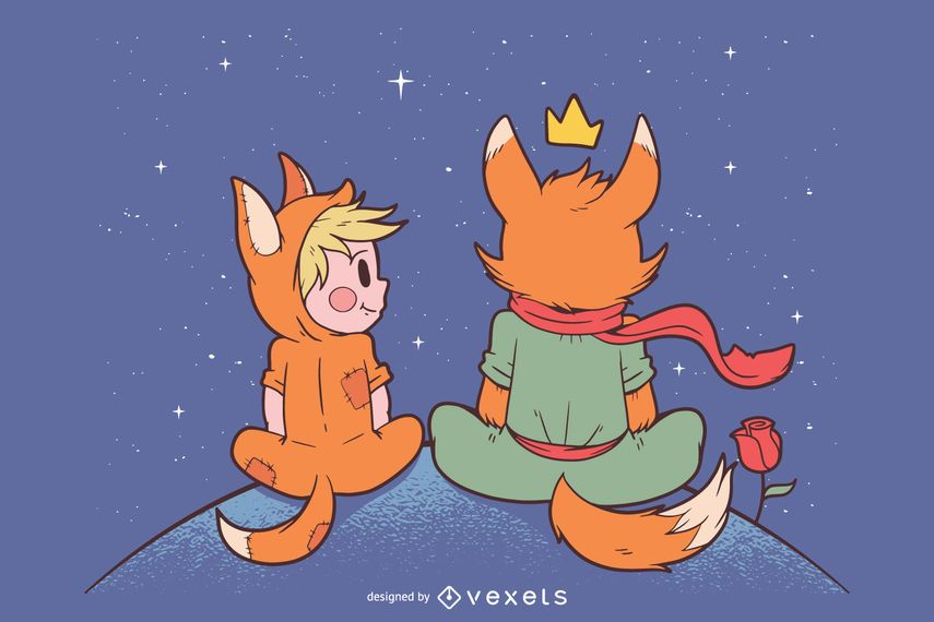 Little Fox Prince Vector lllustration Little Fox Prince Vector lllustration