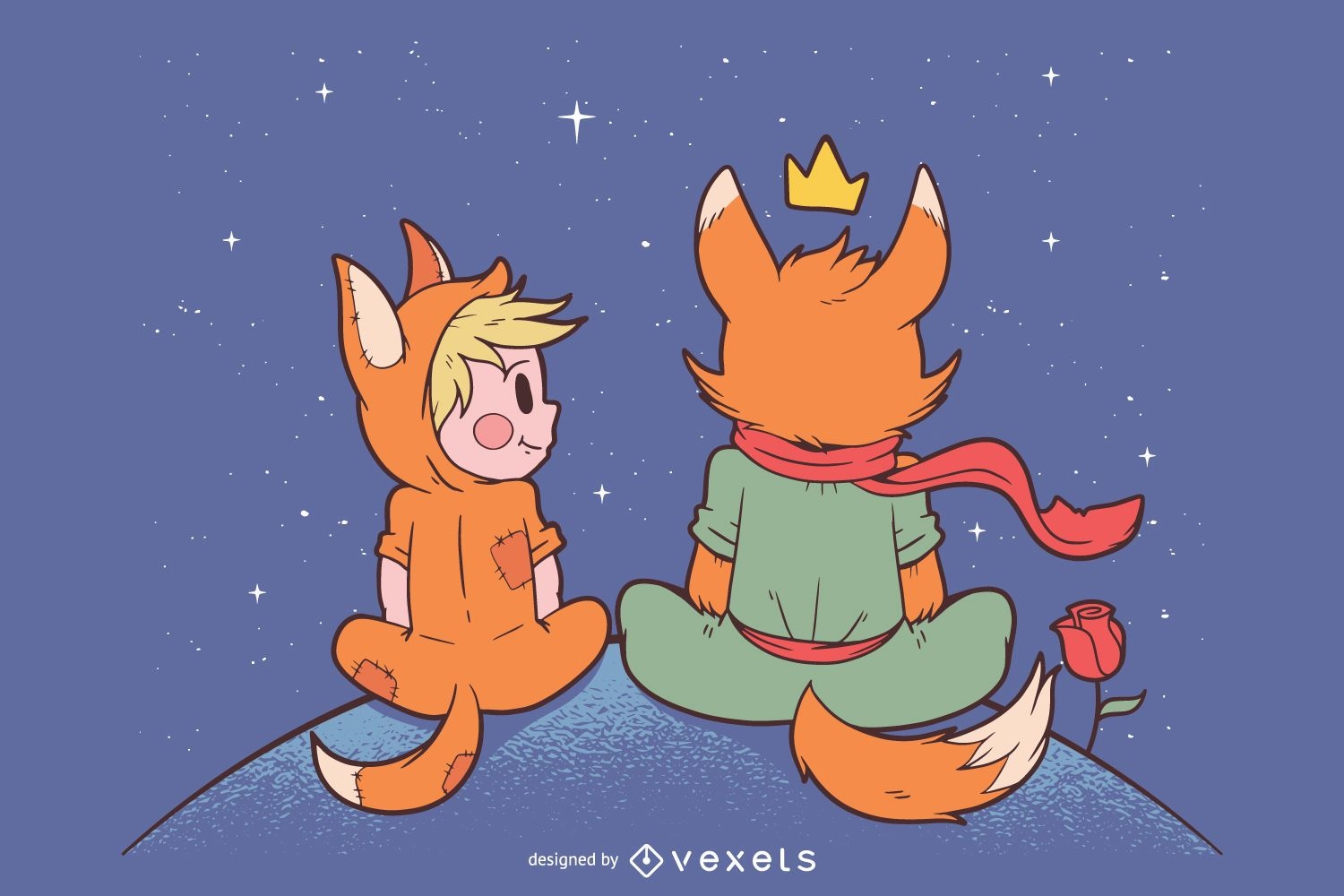 Little Fox Prince Vector Illustration