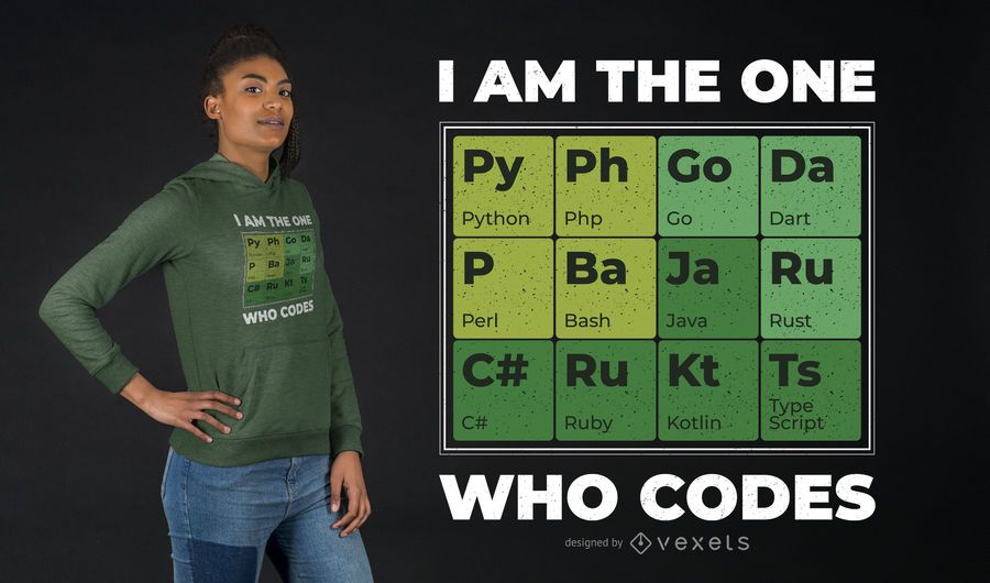 Diseño de camiseta de tabla periódica para desarrolladores Diseño de camiseta de tabla periódica para desarrolladores
