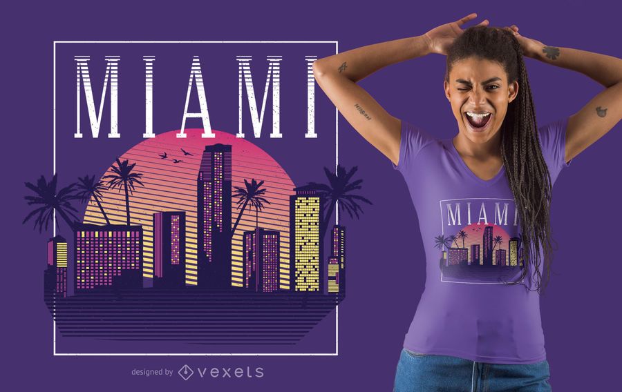 Retro Art-Miami-T-Shirt Entwurf Retro Art-Miami-T-Shirt Entwurf