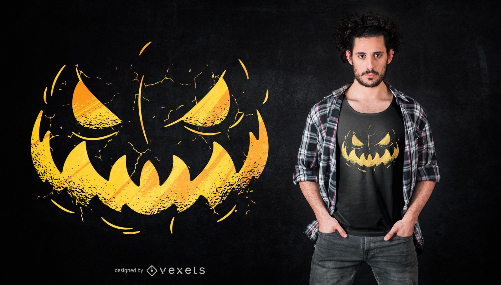 Design da camiseta do Jack o&#39;Lantern Face