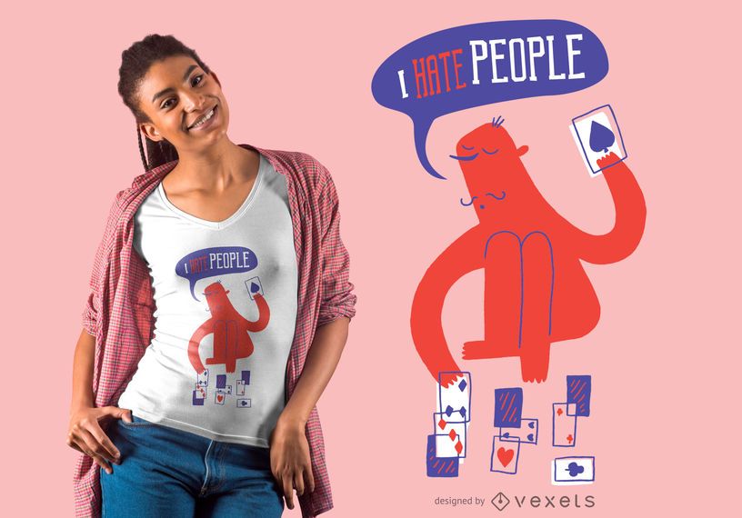 Odeio pessoas cartões design de t-shirt Odeio pessoas cartões design de t-shirt