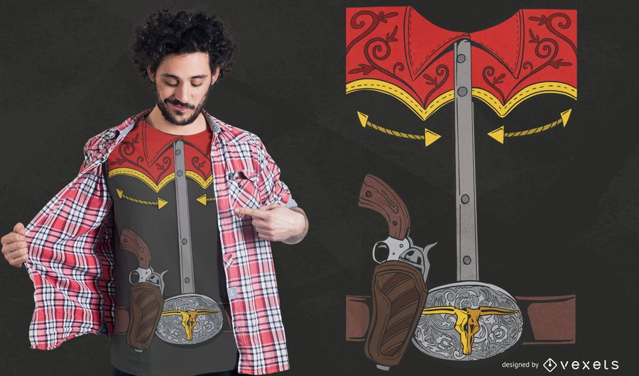 Diseño de camiseta de traje de vaquero Diseño de camiseta de traje de vaquero