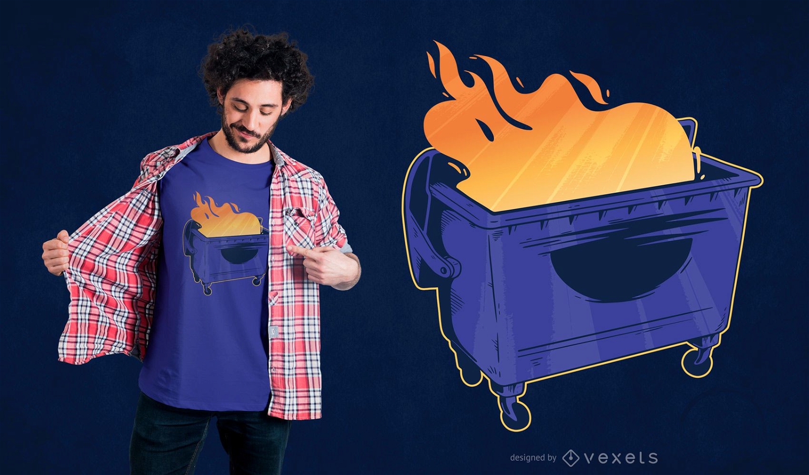 Diseño de camiseta de fuego de contenedor