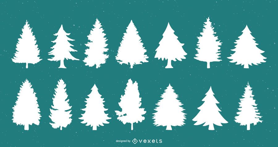 Christmas trees silhouette set Christmas trees silhouette set