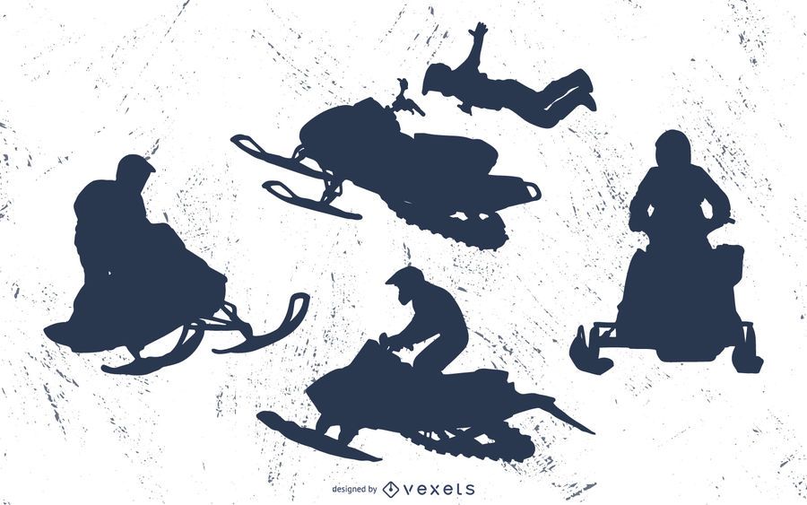 Conjunto de silueta de moto de nieve extrema Conjunto de silueta de moto de nieve extrema