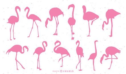 Flamingo pink silhouette set