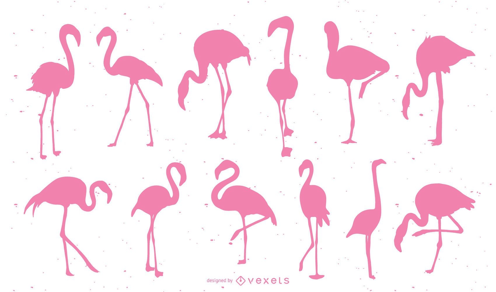 Conjunto de silhueta rosa flamingo