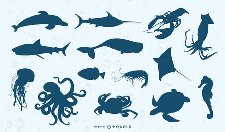 Octopus Silhouette eingestellt