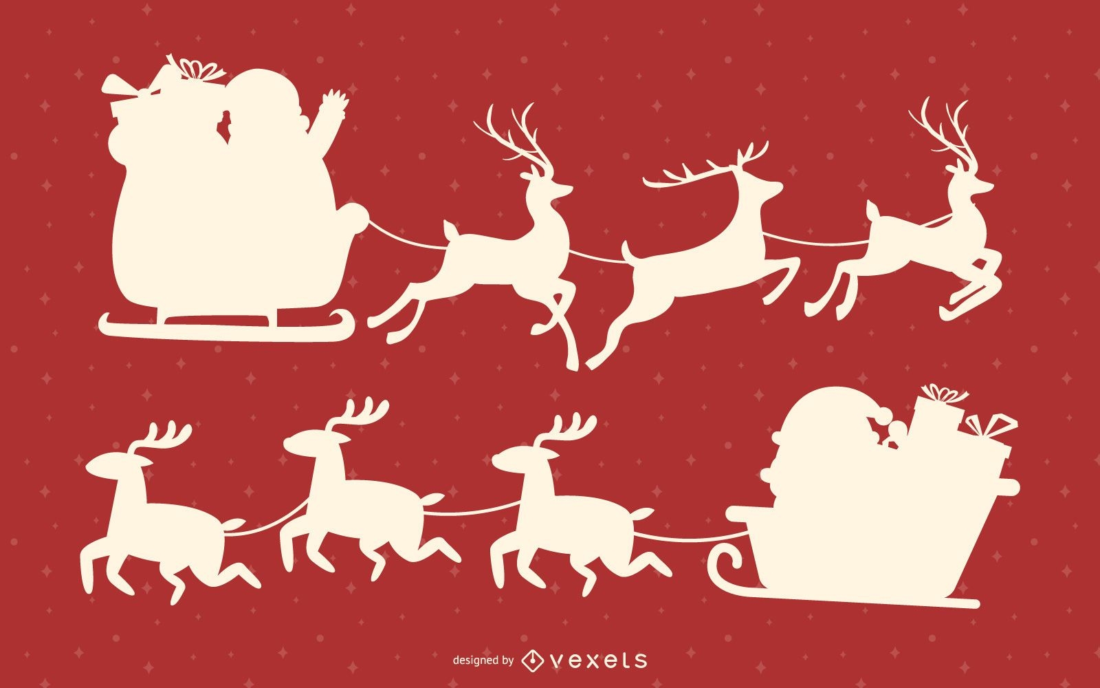 Santa sleigh silhouette set
