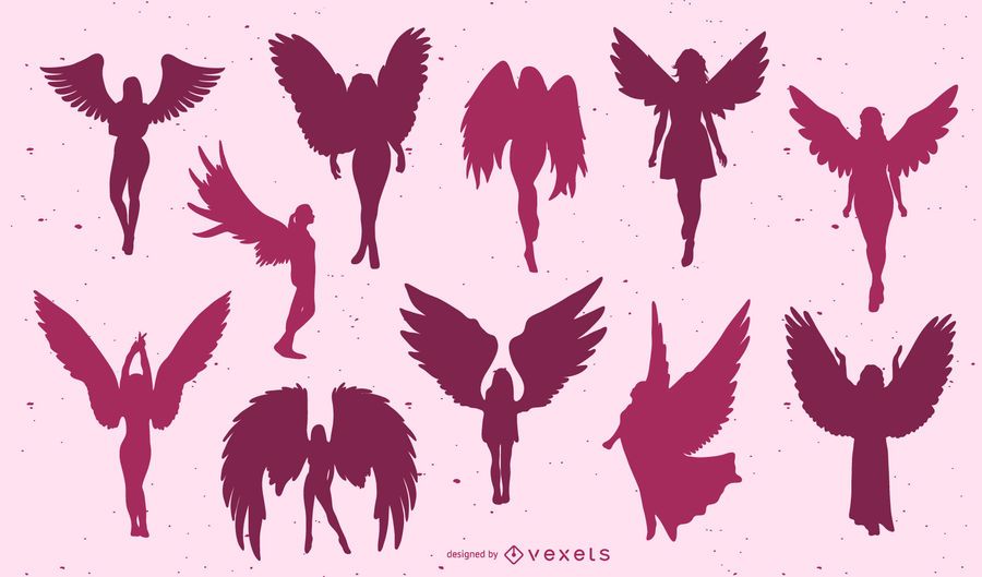 Beautiful angels silhouette set Beautiful angels silhouette set