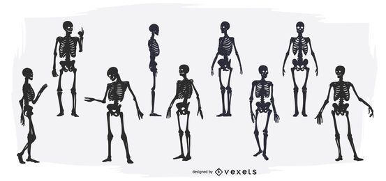 Skeleton silhouette set