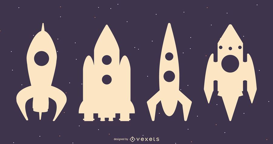 Spaceships silhouette set Spaceships silhouette set