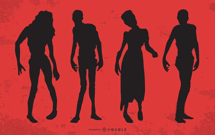 Zombie silhouette set Zombie silhouette set