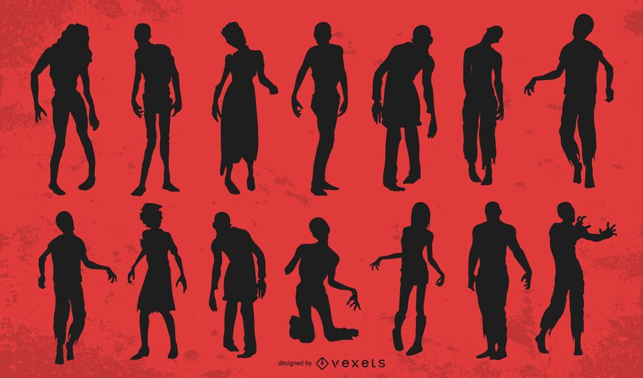 Zombie silhouette set Zombie silhouette set