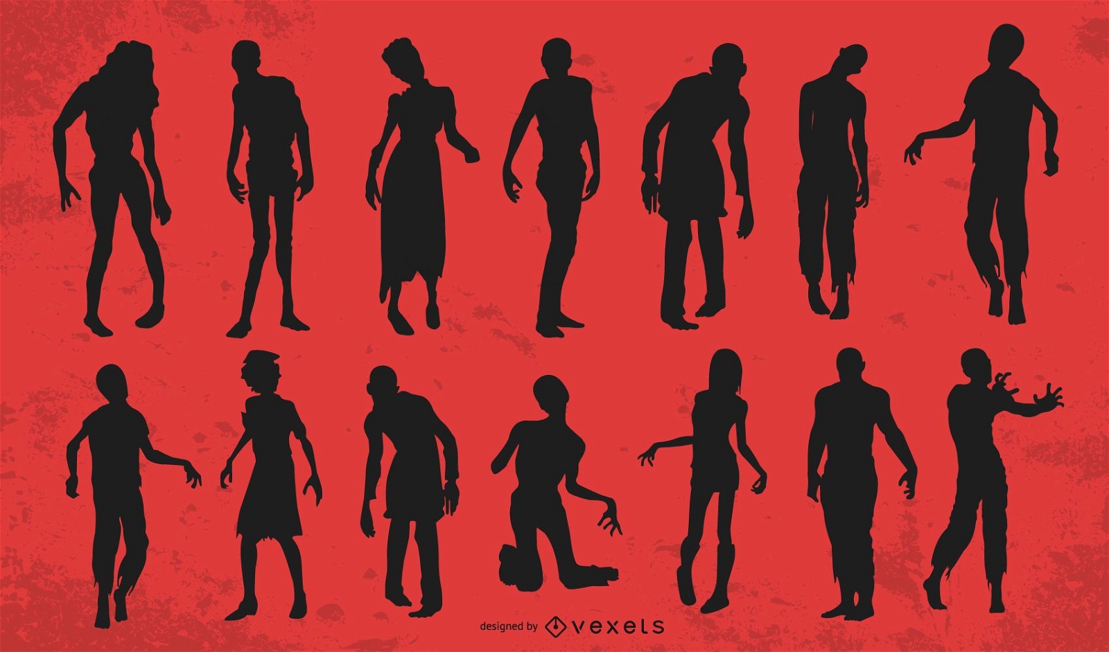 Zombie silhouette set