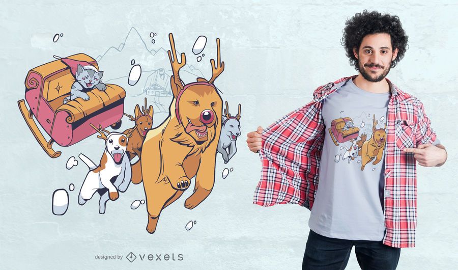 Diseño de camiseta de animales navideños Diseño de camiseta de animales navideños