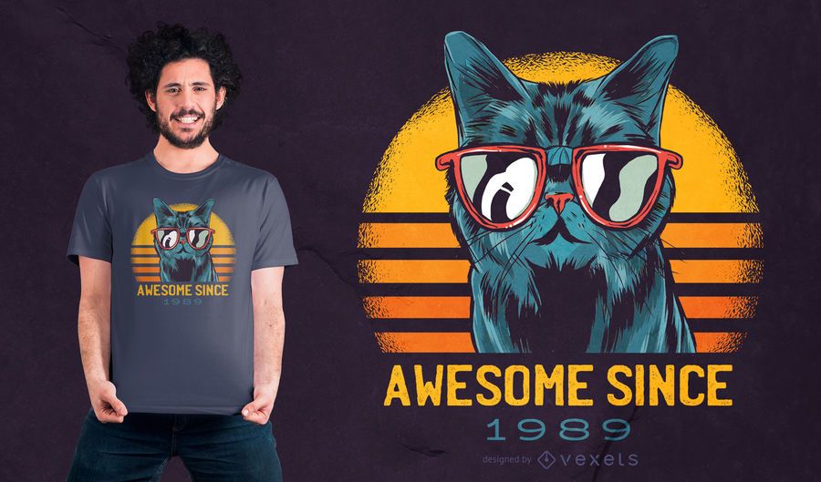 Projeto impressionante do t-shirt do gato Projeto impressionante do t-shirt do gato