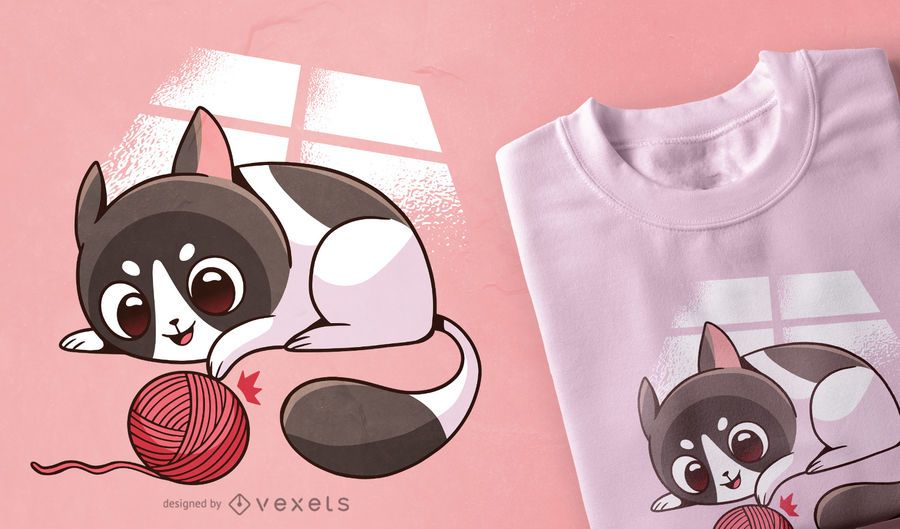 Cute cat playing t-shirt design Cute cat playing t-shirt design