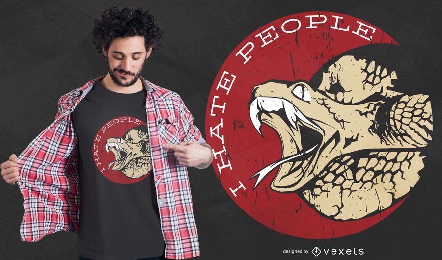 Hate people snake t-shirt design Hate people snake t-shirt design