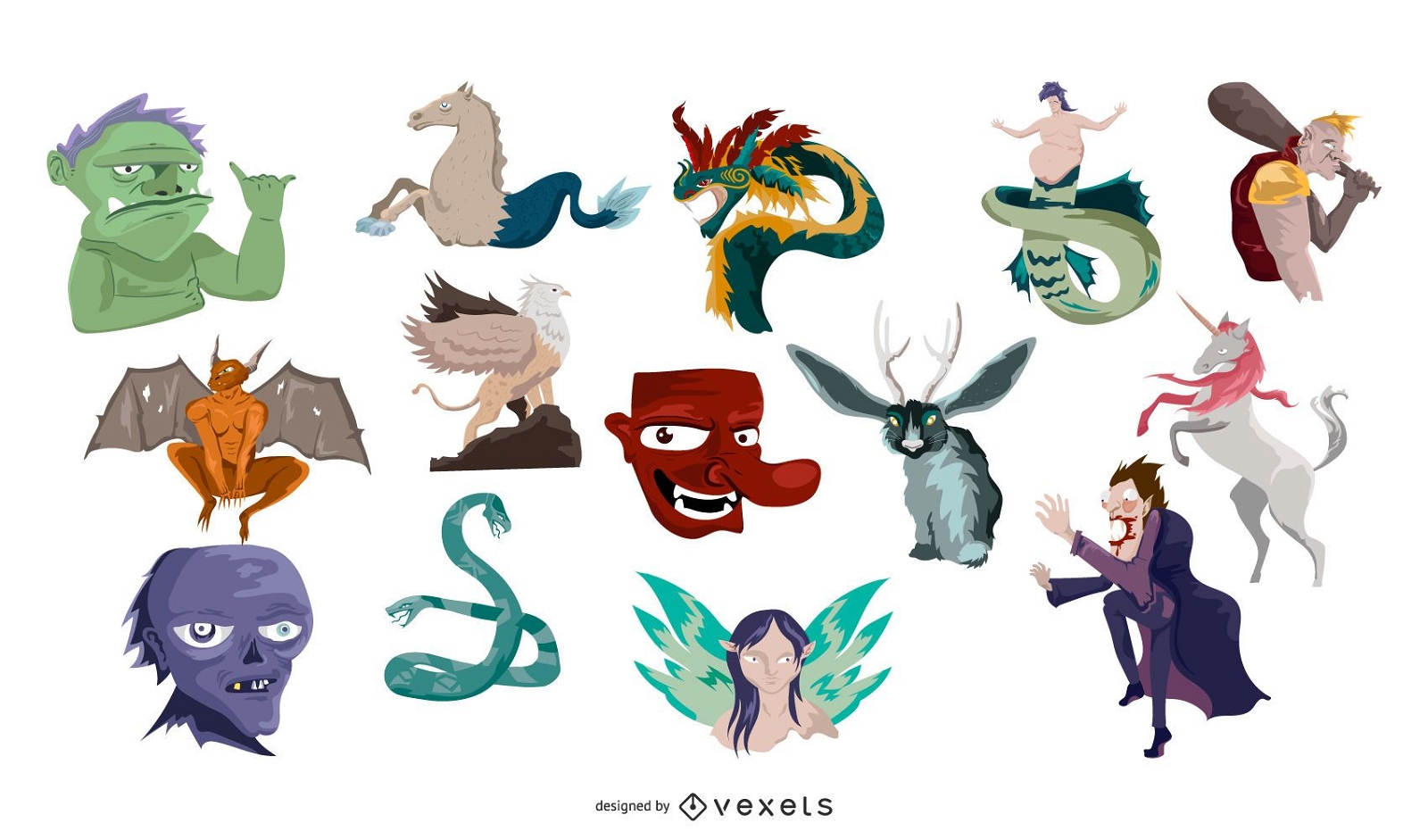 Mythological monsters vector set